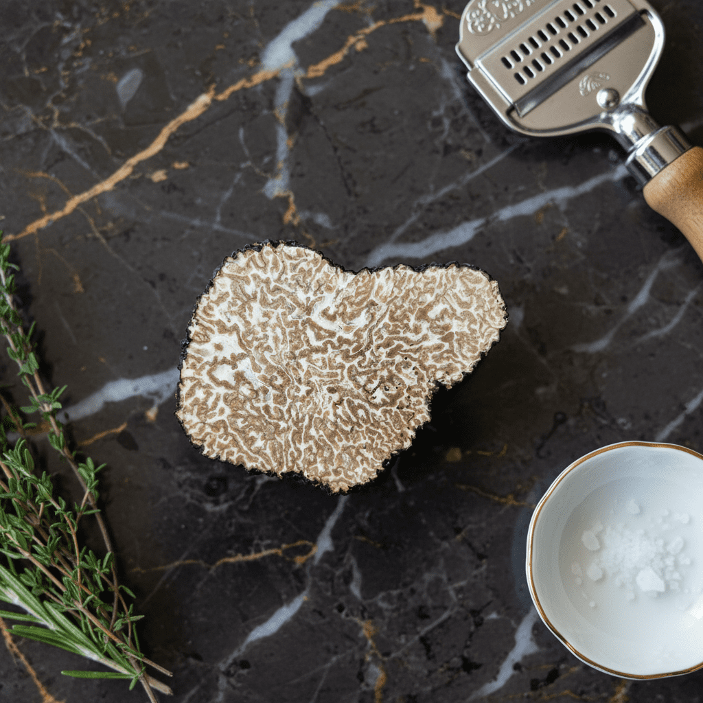 Truffe automne fraiche – truffe noire sur fond élégant